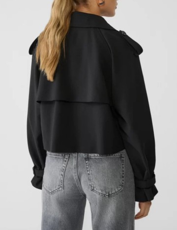 Trench scurt Stradivarius, negru