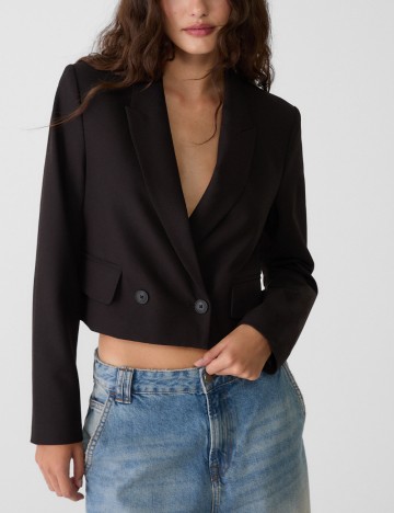 Sacou scurt Stradivarius, negru
