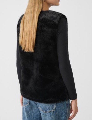 Vestă de blană Stradivarius, negru