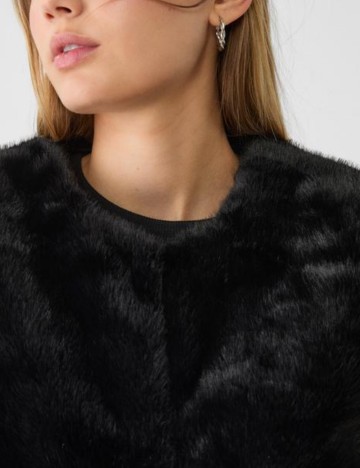Vestă de blană Stradivarius, negru
