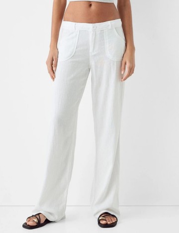 Pantaloni Bershka, alb