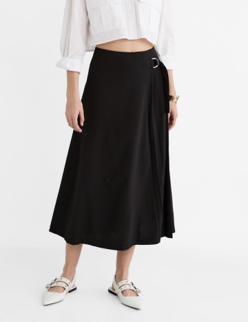 Fustă midi Stradivarius, negru