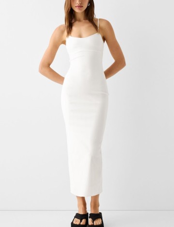 Rochie maxi Bershka, alb