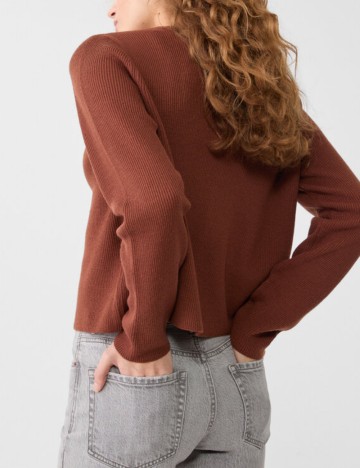 Pulover cu nasturi Stradivarius, maro