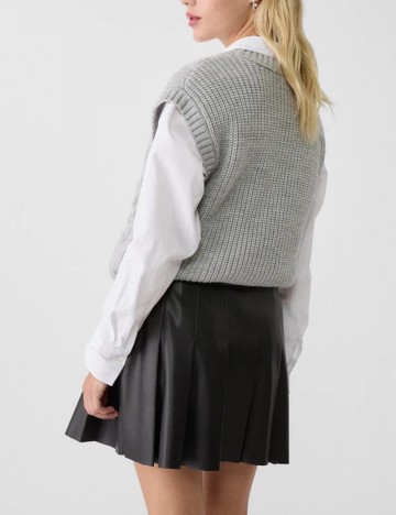 Fustă Imitație Piele Stradivarius, negru