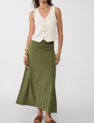Fustă midi Stradivarius, verde