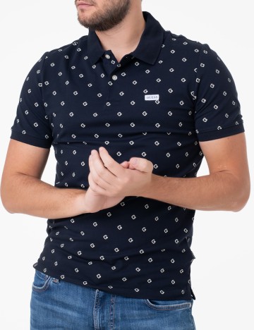 Tricou polo Guess, bleumarin