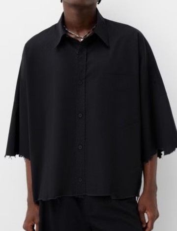 Cămașă cu mânecă scurtă Bershka, negru