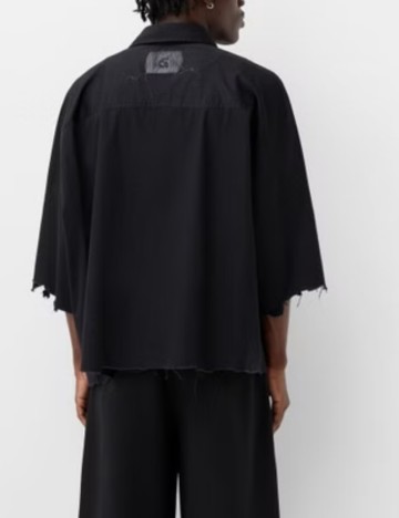 Cămașă cu mânecă scurtă Bershka, negru