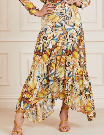 Fustă maxi Guess MARCIANO, mix culori
