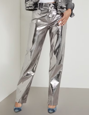 Pantaloni Guess, argintiu