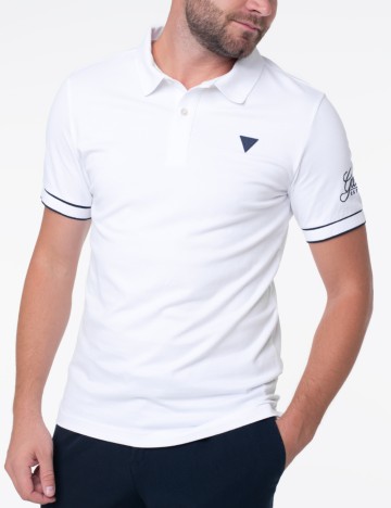 Tricou polo Guess, alb