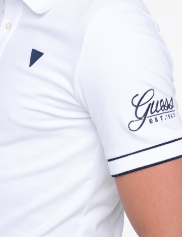 Tricou polo Guess, alb