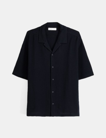 Cămașă cu mânecă scurtă Bershka, negru