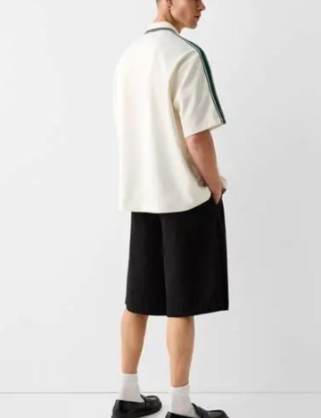 Cămașă cu mânecă scurtă Bershka, crem