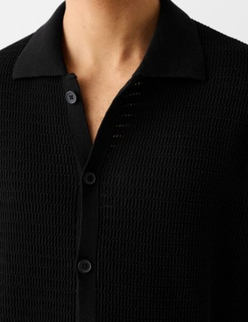 Cămașă cu mânecă scurtă Bershka, negru