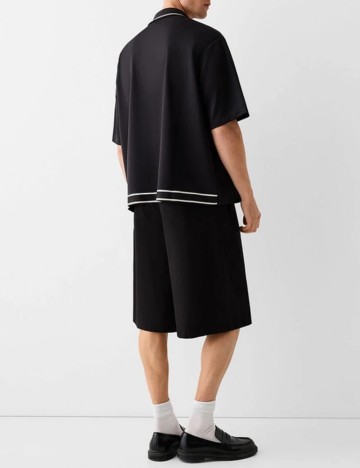 Cămașă cu mânecă scurtă Bershka, negru