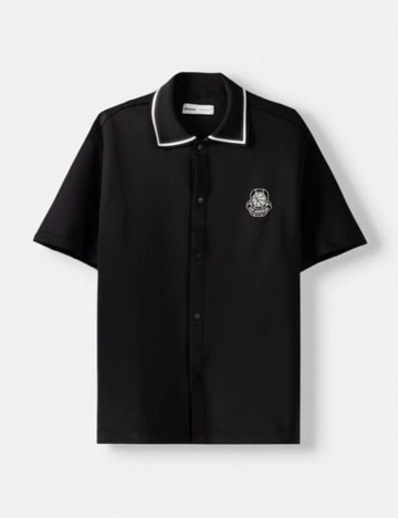 Cămașă cu mânecă scurtă Bershka, negru