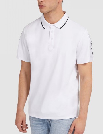 Tricou polo Guess, alb