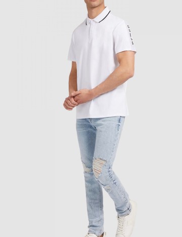 Tricou polo Guess, alb