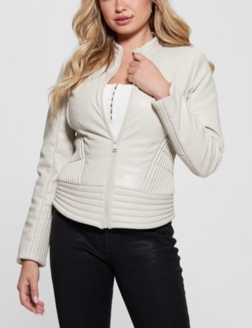 Geacă Imitație Piele Guess, crem