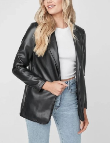 Sacou imitație de piele Guess, negru