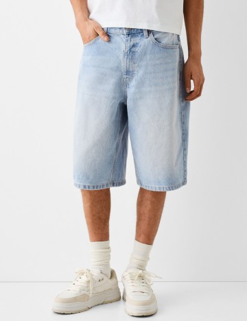 Pantaloni 3/4 Bershka, albastru