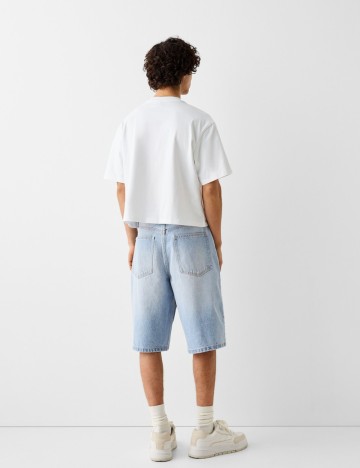 Pantaloni 3/4 Bershka, albastru