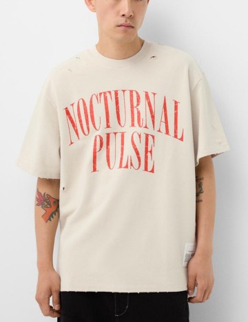 Tricou Bershka, crem
