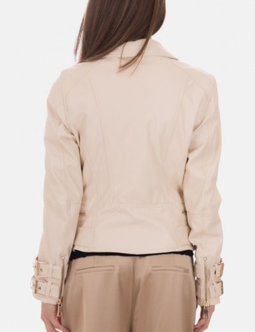 Jachetă imitație de piele Guess, crem