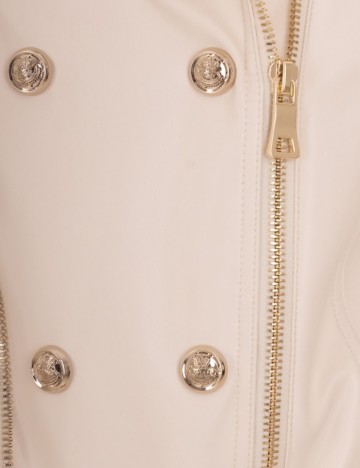 Jachetă imitație de piele Guess, crem