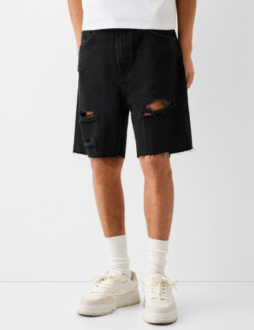 Pantaloni scurți de blugi Bershka, negru