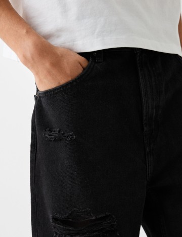 Pantaloni scurți de blugi Bershka, negru