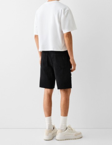 Pantaloni scurți de blugi Bershka, negru