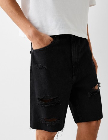 Pantaloni scurți de blugi Bershka, negru