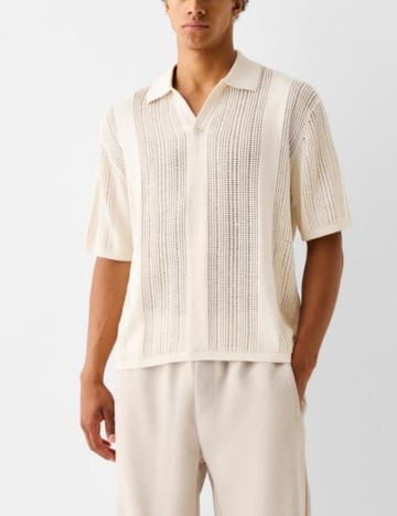 Tricou Bershka, crem