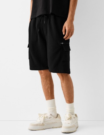 Pantaloni scurți Bershka, negru