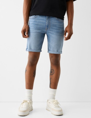 Pantaloni scurți de blugi Bershka, albastru