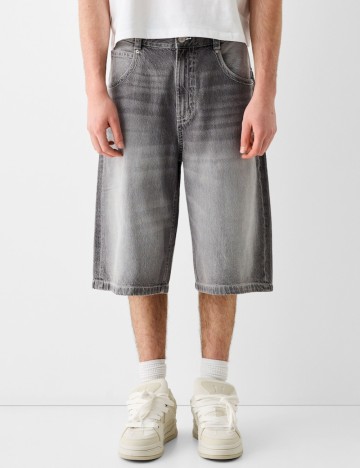 Pantaloni scurți de blugi Bershka, gri