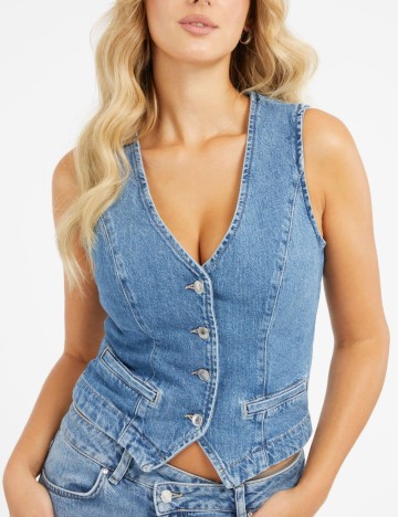 Vestă de blugi Guess, albastru