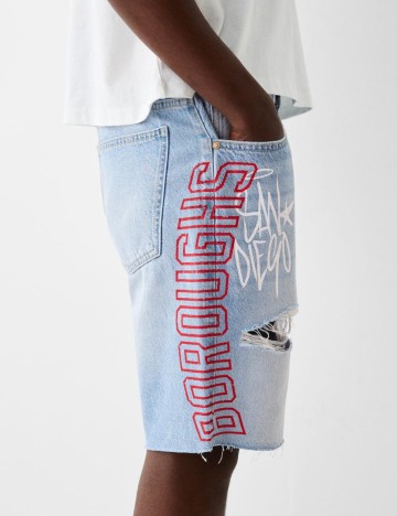 Pantaloni scurți de blugi Bershka, albastru
