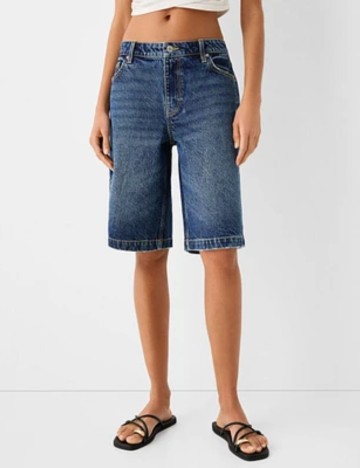 Pantaloni scurți de blugi Bershka, albastru