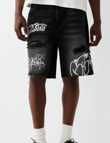 Pantaloni scurți Bershka, negru