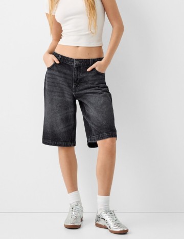 Pantaloni scurți de blugi Bershka, negru