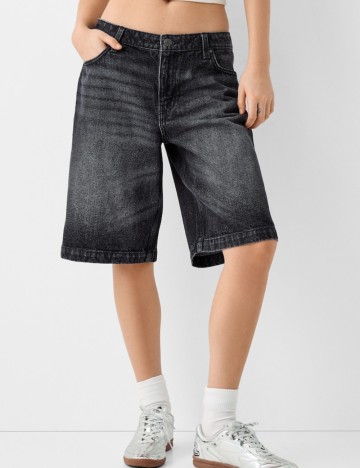 Pantaloni scurți de blugi Bershka, negru