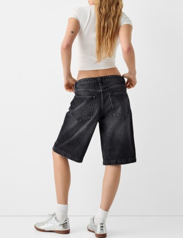 Pantaloni scurți de blugi Bershka, negru