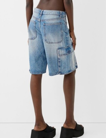 Pantaloni scurți de blugi Bershka, albastru
