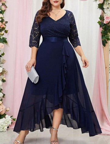 Rochie de ocazie Shein Curve+, bleumarin