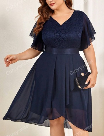 Rochie de ocazie Shein Curve+, bleumarin