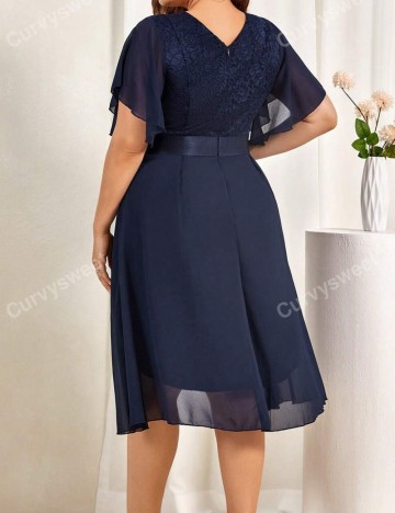 Rochie de ocazie Shein Curve+, bleumarin